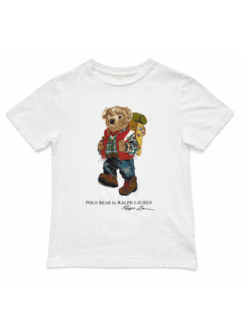 Polo Bear Ralph Lauren Camping Outdoor Big Boys Short Sleeve White T-Shirt Small